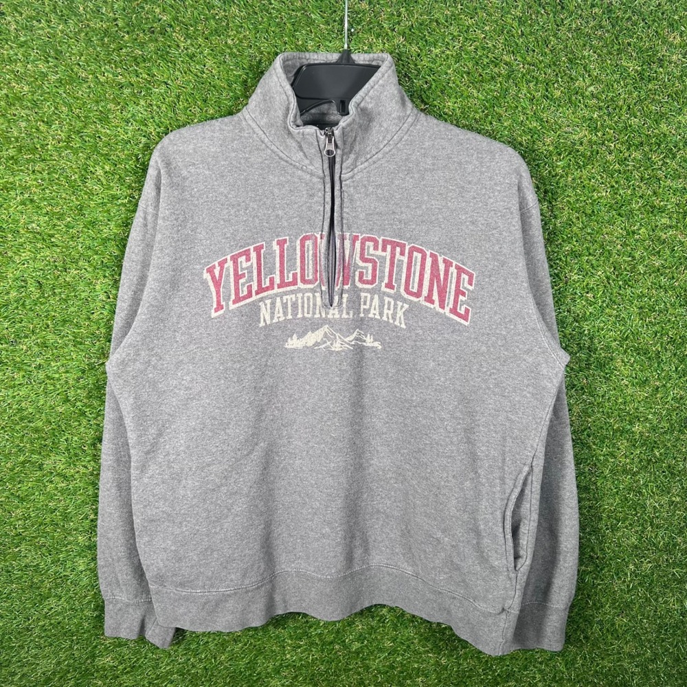 Gear For Sports Yellowstone National Park Quarter Zip Sweatshirt Grey Mens M‎